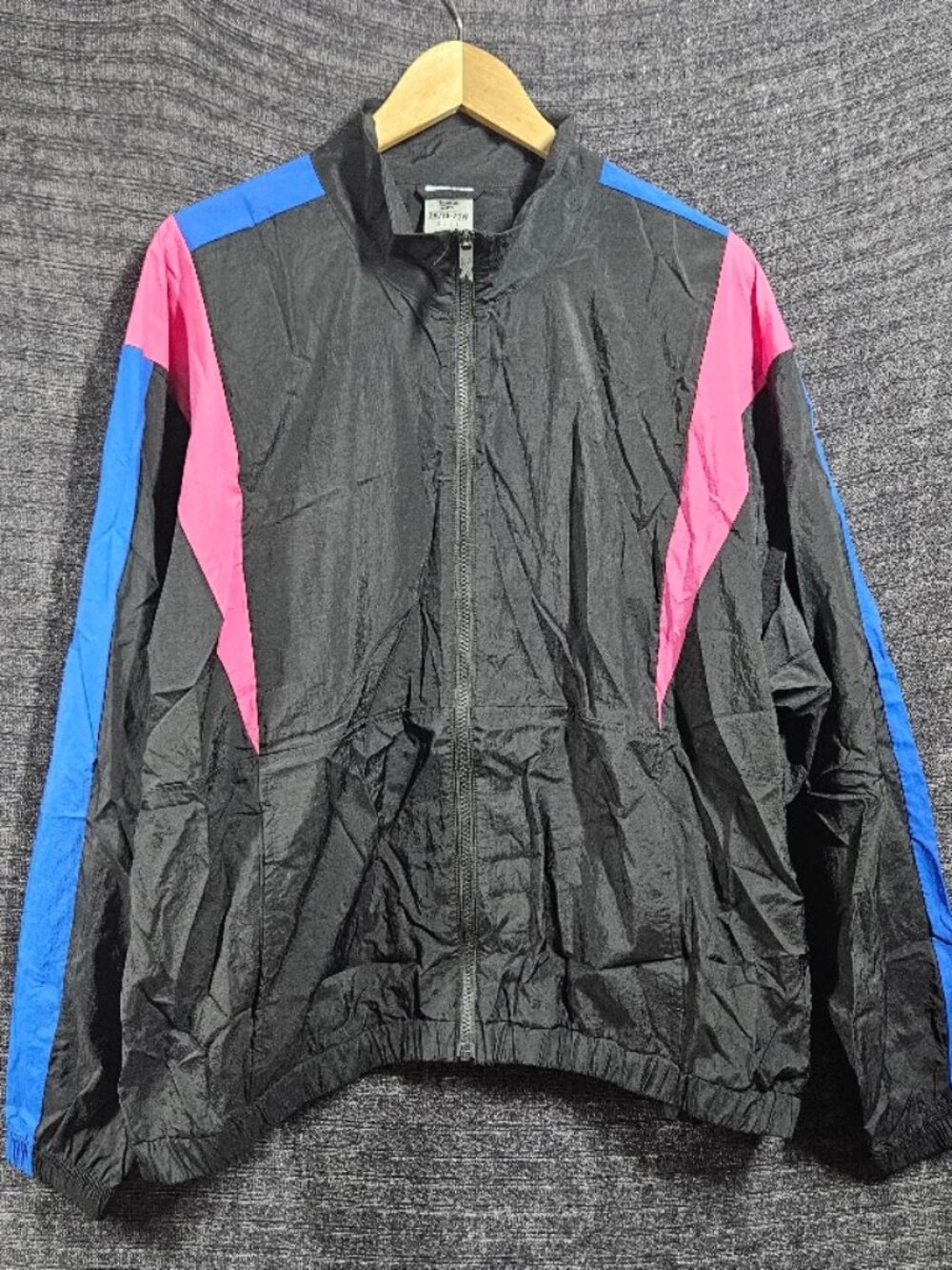 Vintage Reebok Windbreaker Jacket 2XL Black Pink Blue Colorblock Retro 90s